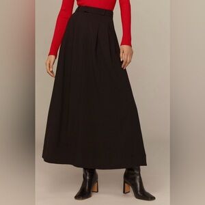 Anthropologie Maeve Avery Black Pleated Maxi Skirt 14 NWT runs a bit small
